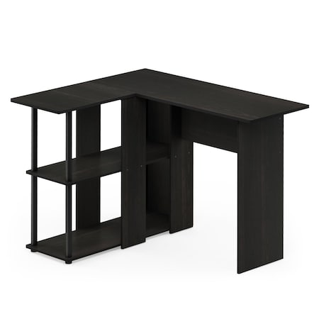 Furinno 17092EX-BK Abbott L-Shape Desk with Bookshelf, Espresso & Black 17092EX/BK